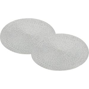 4x Ronde placemats/onderleggers zilver met glitter 38 cm