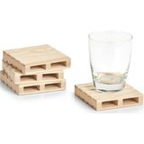 12x Houten pallet onderzetters voor glazen/bekers 10 x 10 cm