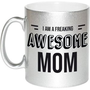 Mama / moeder cadeau mok zilver / I am a freaking awesome mom verjaardag / Moederdag