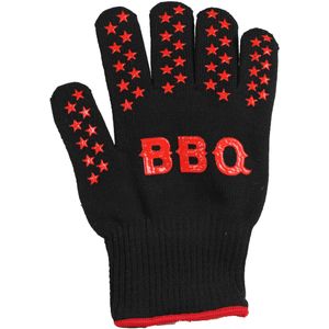 Elite BBQ handschoenen - hittebestendig tot 250 graden - zwart/rood - katoen - ovenwanten