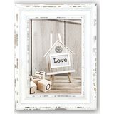 2x stuks houten fotolijst vintage wit met metalen ophangketting geschikt voor een foto van 13x18 cm