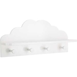 Atmosphera Kapstok kinderkamer - witte wolk - 4 haken en plank - MDF - 48 x 12 x 22 cm