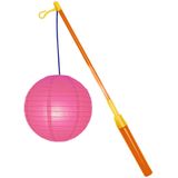 Lampionstokje 39 cm - met lampion - fuchsia roze - D25 cm