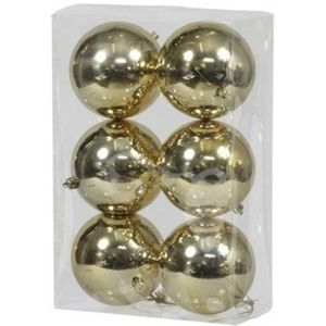 12x Kunststof kerstballen glanzend goud 10 cm kerstboom versiering/decoratie