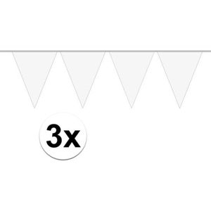3x  Mini vlaggetjeslijn slingers verjaardag wit
