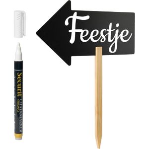 Wegwijzer bord/pijl op stok incl. witte krijtstift - H54 cm