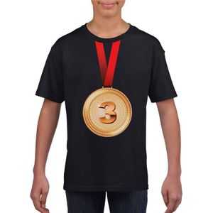 Winnaar bronzen medaille shirt zwart kinderen