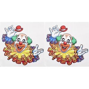 2x Raamstickers lachende clown 35 x 40 cm
