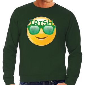 Irish emoticonmet groene zonnebril feest sweater/ outfit groen voor heren - St. Patricksday
