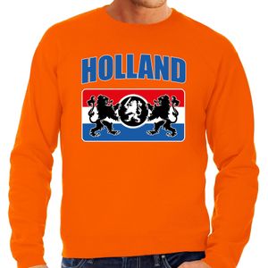 Grote maten oranje fan sweater / trui Holland met een Nederlands wapen EK/ WK voor heren