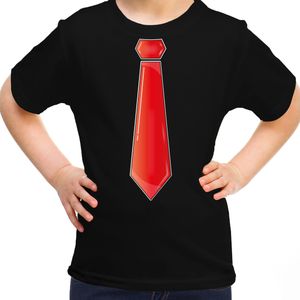Bellatio Decorations Verkleed t-shirt voor kinderen - stropdas - zwart - meisje - carnaval/themafeest
