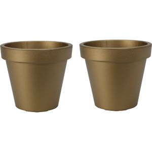 Pro Garden Plantenpot/bloempot - 4x - Tuin buiten - kunststof - mat goud - D20 cm