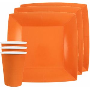 Santex 10x wegwerp bordjes en bekertjes - oranje