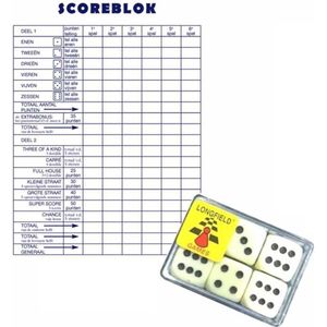 Yahtzee Scoreblokken - 250 vellen met 6 dobbelstenen - Familiespellen en dobbelspelletjes