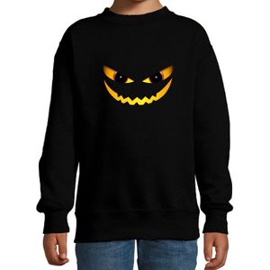 Duivel gezicht horror trui zwart voor kinderen - verkleed sweater / kostuum