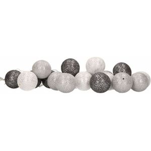 Lichtsnoer met wit/grijze Cotton Balls 378 cm