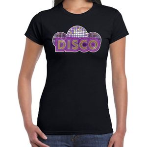 Disco feest shirt zwart voor dames