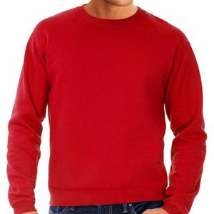 Grote maten sweater / sweatshirt trui rood met ronde hals voor mannen