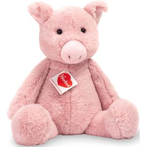 Hermann Teddy Knuffeldier varken/biggetje - pluche stof - premium kwaliteit knuffels - roze - 32 cm