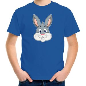 Cartoon konijn t-shirt blauw voor jongens en meisjes - Cartoon dieren t-shirts kinderen