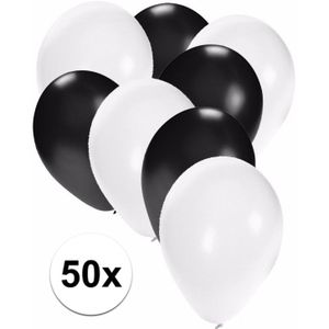Witte en zwarte ballonnen 50 stuks