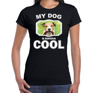 Honden liefhebber shirt Jack russel my dog is serious cool zwart voor dames
