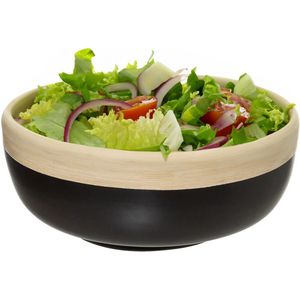 5Five - serveerschaal/saladeschaal - zwart - bamboe - 20 x 8 cm - rond