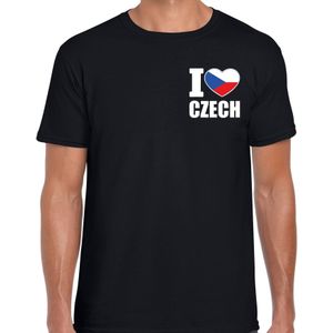 I love Czech / TsjechiÃ« landen shirt zwart voor heren - borst bedrukking