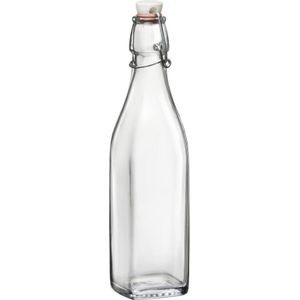 1x Limonadeflessen/waterflessen transparant 1 liter vierkant