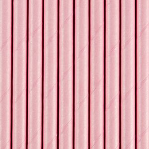 Drinkrietjes - papier - 10x - roze - 19,5 cm - rietjes