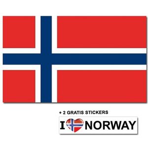 Noorwegen vlag + 2 gratis stickers