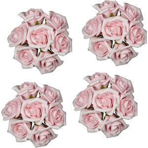 Ideas4seasons Decoratie roosjes foam - 10x - bosje van 7 - lichtroze - Dia 6 cm