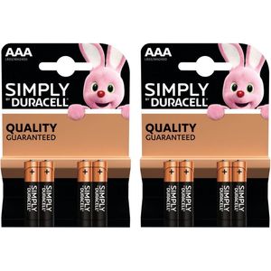 Set van 20x Duracell AAA Simply alkaline batterijen Lr03 Mn2400 1.5 V