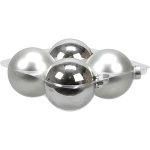 Bellatio Decorations Kerstballen - 4 st - zilver - glas - 10 cm