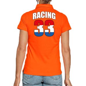 Autocoureur / autosport supporter met racing 33 poloshirt oranje voor dames