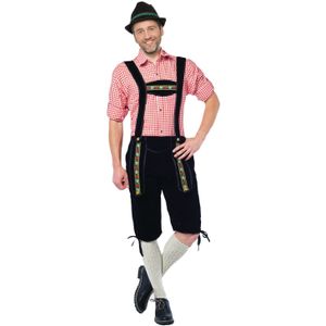 Zwarte bierfeest/oktoberfest lederhosen lange overknee broek verkleedkleding voor heren