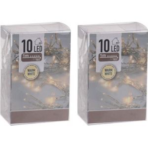 10x stuks kerst lampjes warm wit op batterijen 1 meter indoor