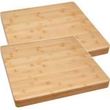 2x Stuks grote snijplank/serveerplank vierkant 37 x 3,5 cm van bamboe hout