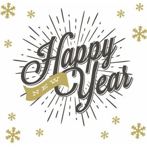 Duni nieuwjaar servetten - 20x st - 33 x 33 cm - Happy New Year
