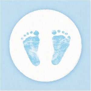 40x Servetten baby voetjes print jongen blauw/wit 3-laags