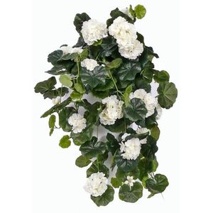 TopArt Kunstplant Witte geranium - wit - hangplant - 70 cm - decoratie