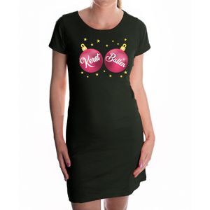 Fout  kerst jurkje met fuchsia-roze kerstballen zwart voor dames - Kerst kleding / outfit