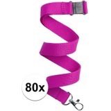 80x Fuchsia roze lanyard/keycord met sleutelhanger 50 cm