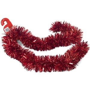 Kerstboom folie slingers/lametta guirlandes van 180 x 12 cm in de kleur glitter rood