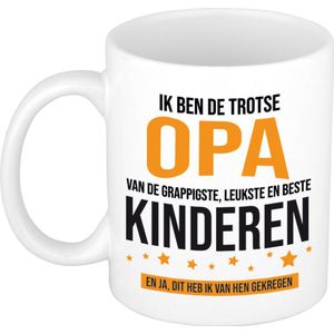 Bellatio Decorations Cadeau koffie/thee mok voor opa - oranje - trotse opa - 300 ml