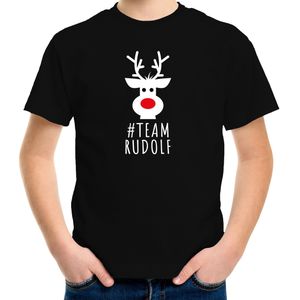 Bellatio Decorations Kerst T-shirt Voor Kinderen - Team Rudolf - Zwart - Kerstdiner 104/110