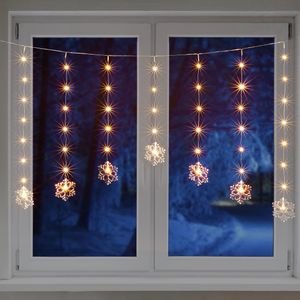 HI raamverlichting lichtsnoer - met sneeuwvlokken lampjes - 140 cm