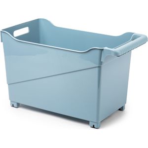 Plasticforte opberg Trolley Container - ijsblauw - op wieltjes - L45 x B24 x H27 cm - kunststof