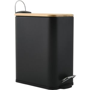 Spirella Pedaalemmer Vienne - zwart - 5 liter - metaal - L28 x B14 x H29 cm - soft-close - toilet/badkamer