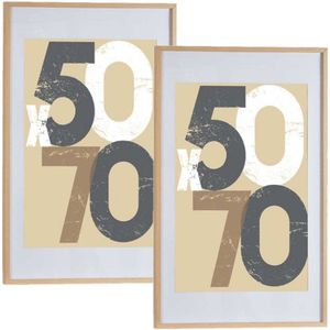 2x stuks houten fotolijst bruin geschikt voor een foto van 50 x 70 cm of 60 x 90 cm